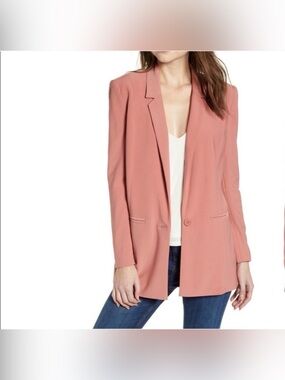 Nordstrom Leith Dusty Pink Workwear Chic Longline Boyfriend Blazer Plus Size 3X